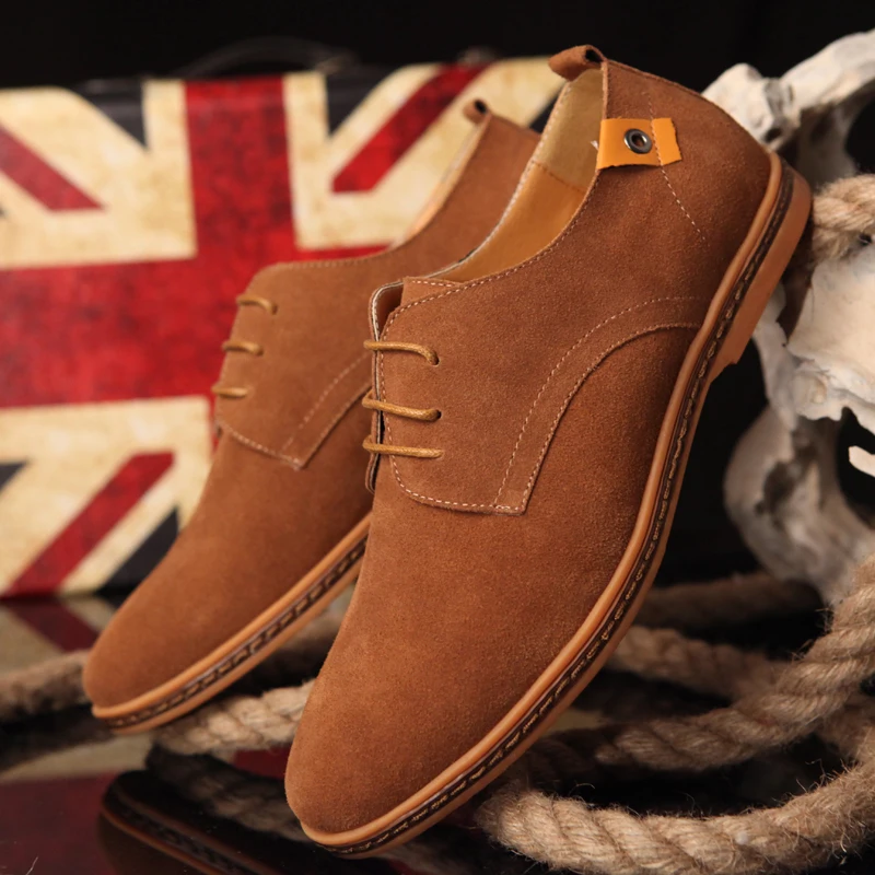 

New Men's Four Seasons Leisure Shoes, Inverse Suede Leather Shoes, Large Size Lace Men's Shoes