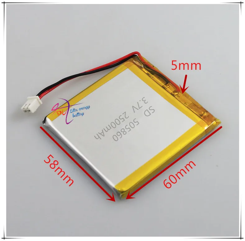 XHR-2P 2.54 2500mAh 505860 core mobile speakers navigator 3.7V polymer lithium ion battery 506060