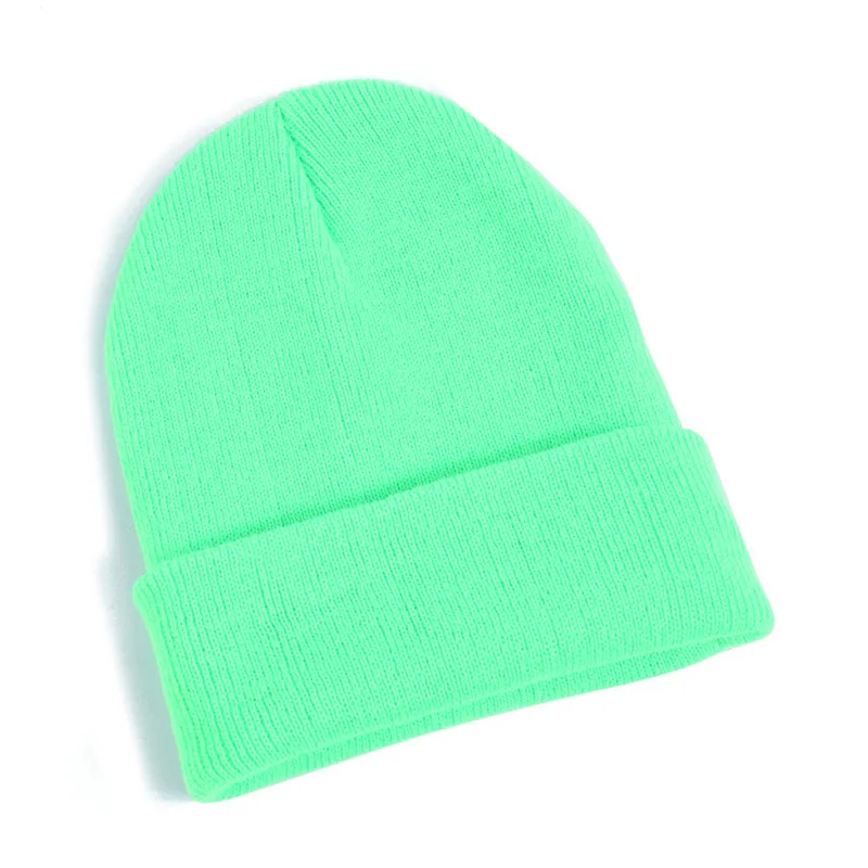 23 многоцветный высокое качество Шапки хлопок вязаная шапка шляпа Кепки для Для мужчин Для женщин зимние теплые манжеты Обычная лыж длинные детская шапочка - Цвет: Light green
