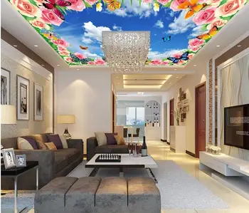 

3d wallpaper custom mural non-woven 3d room wallpaper Beautiful sky rose butterfly adornment frescoes wallpaper for walls 3d