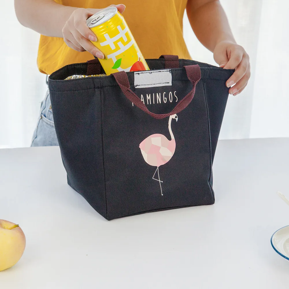Сумки для пикника Фламинго Сумка-тоут Термальность сумка черный Водонепроницаемый Оксфорд пляжные сумки для ланча Еда Пикник пищевой контейнер кухонный гурманский мешочек
