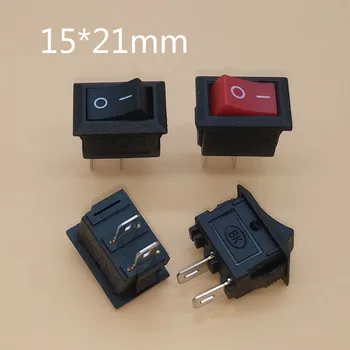 

10pcs Mini Boat Rocker Switch 2 Pin on-off switch 6A 250V AC / 10A 125V AC 15*21MM I/O SPST Snap Switches Black and Red