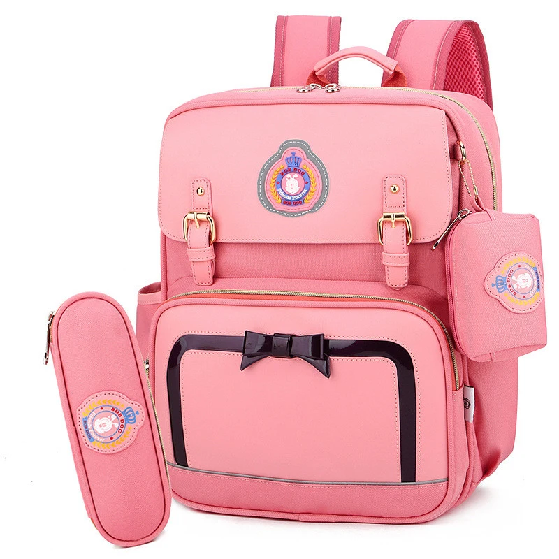 Backpack for Girls Hearts Bow 3pcs Waterproof School Backpack