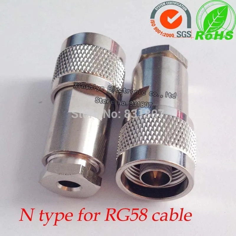 

N male connector straight clamp for RG142 RG58 LMR195 LMR200 3D-FB coaxial cable 50ohm rf coax adapter