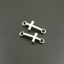 50 pçs 8x20mm cruz encantos prata cor lateral mini cruz charme/pingente diy pulseira a1165