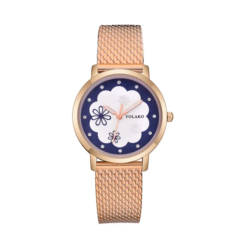 

Luxury Brand Yolake Fashion Ladies Quartz Watch Diamond Printed Student Watch Analog Mesh Strap Girsl Watch Female Watch Time