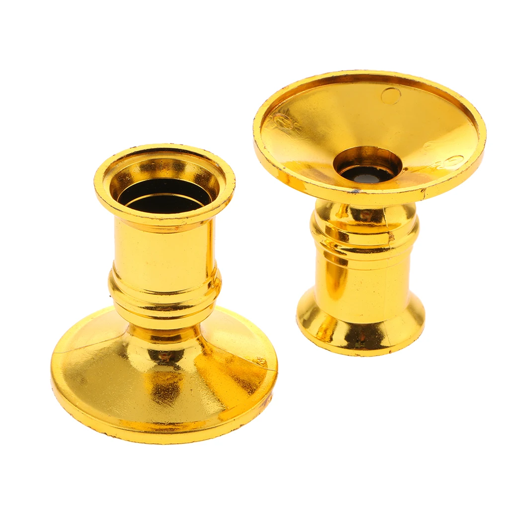 2 pcs Plated Candlestick Votive Candles Holder For Candles Fake Tapers Christmas Party Decoration For Wedding Silver/Gold 