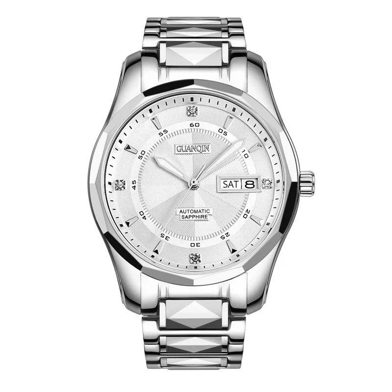 الراقية الأعمال ووتش الرجال GUANQIN الفاخرة الكامل التنغستن الصلب ساعات آلية التقويم أسبوع الياقوت مضيئة الهيكل العظمي ووتش الراقية الأعمال ووتش الرجال GUANQIN الفاخرة الكامل التنغستن الصلب ساعات آلية التقويم أسبوع الياقوت مضيئة الهيكل العظمي ووتش