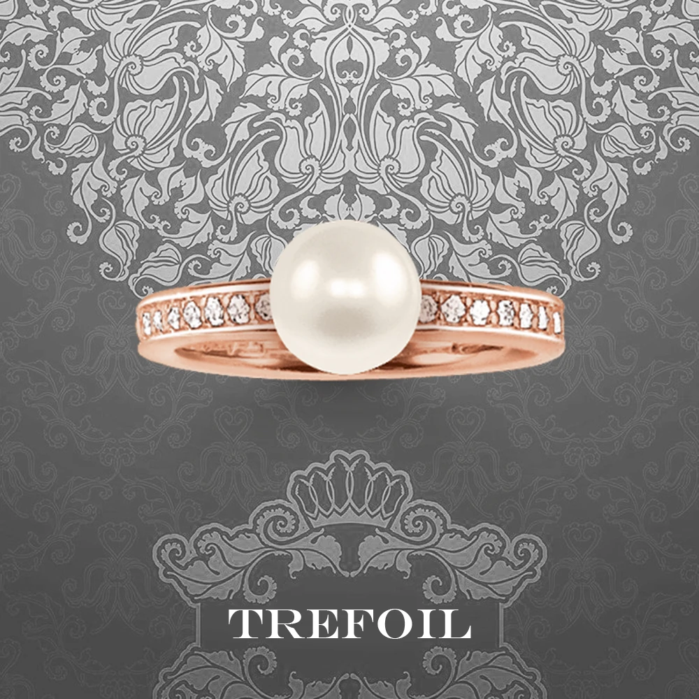

Rose Gold Color Pearl Wedding Eternity Ring,925 Sterling Silver Pearl Zircon Pave Fashion Jewelry Trendy Gift For Women 2018 New
