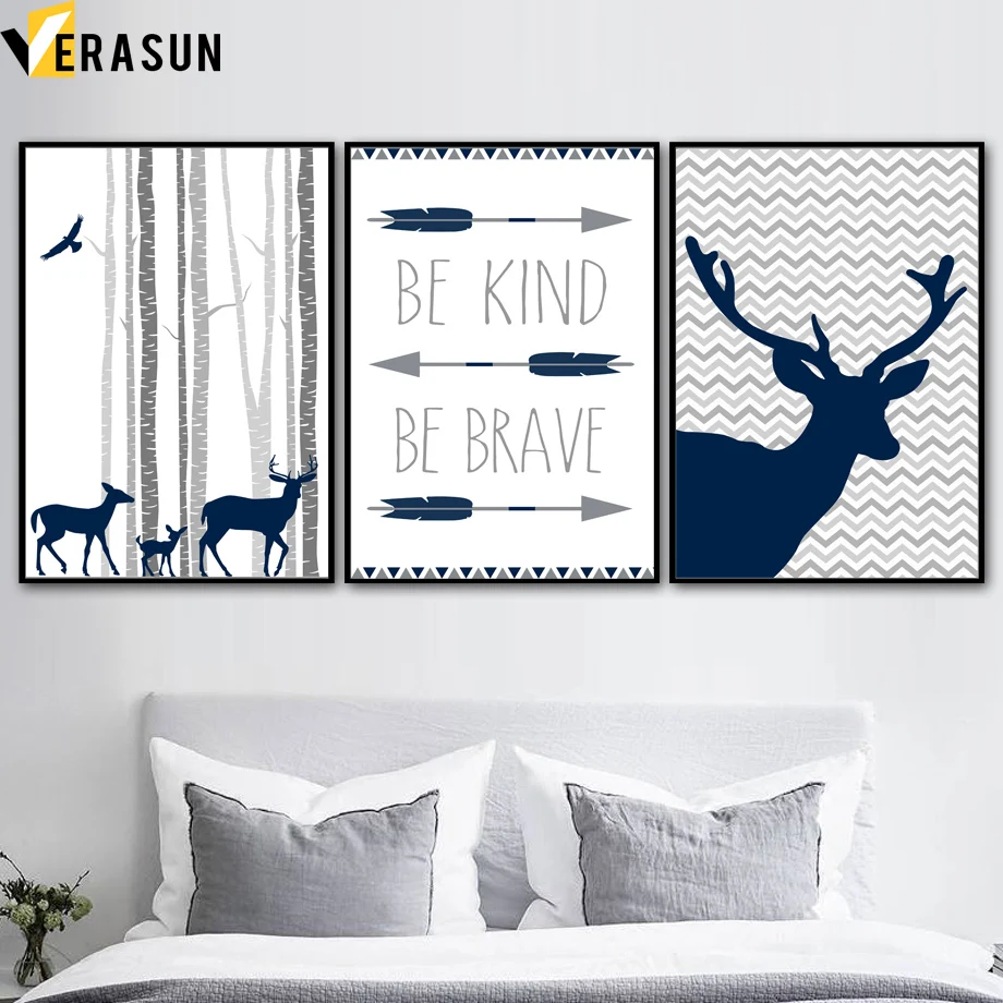 Forest Animal Deer Canvas Poster Birds Art Prints Wall Painting Home Decor