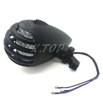

ZORBYZ Motorcycle Black Aluminum H4 Finned Grill Bullet Headlight Lamp For Harley Bobber Chopper