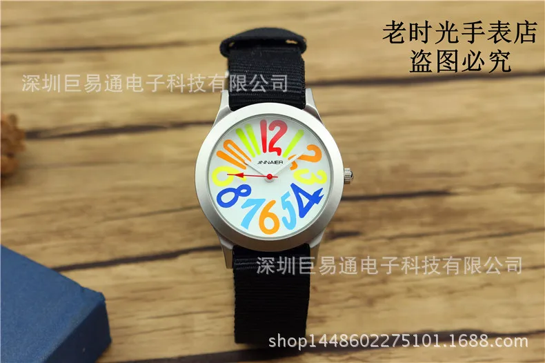 Милые студенческие цветные большие цифровые простые часы нейлоновые кварцевые часы для спорта на открытом воздухе светящиеся Детские