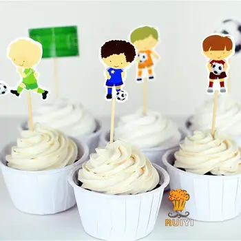 

72pcs Football soccer Sport boys candy bar cupcake toppers pick baby shower kids birthday party supplies