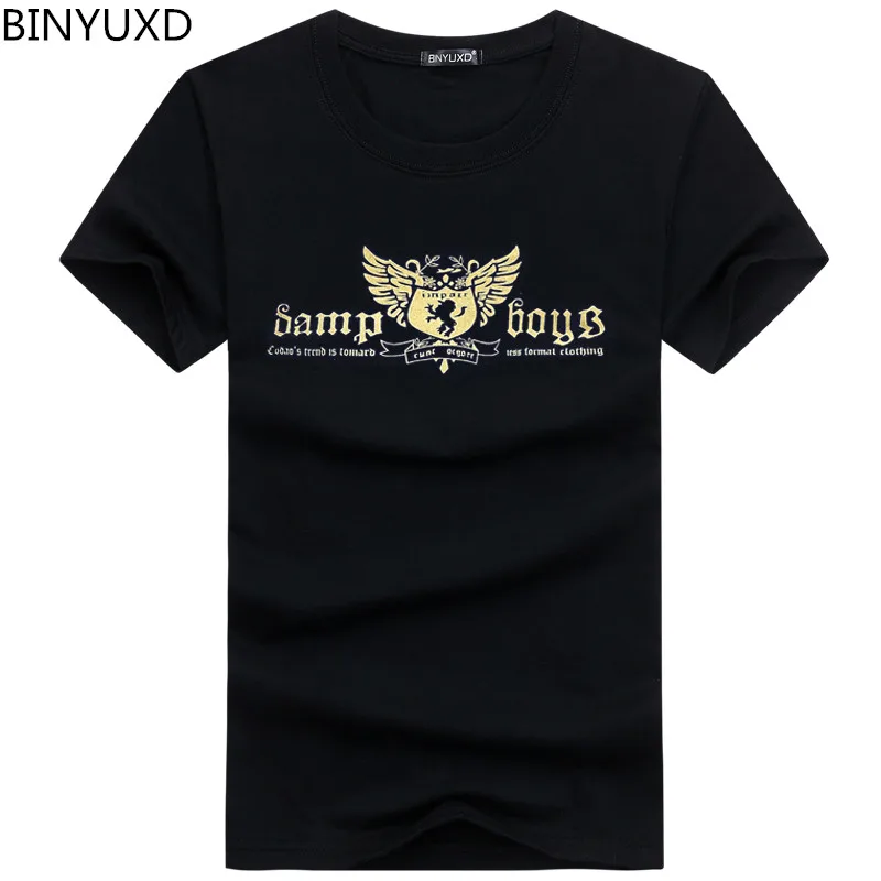 

BINYUXD Hot New arrival men's t shirts Cotton brand solid o-neck short sleeve shirt cotton top for men hip hop plus size S-5XL