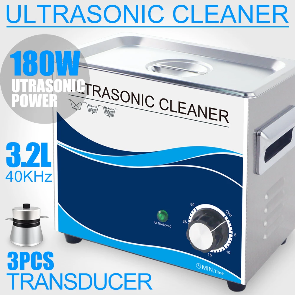 180W 3.2L Ultrasonic Cleaner Bath Mechanical Ultrasonido Transducer 3L