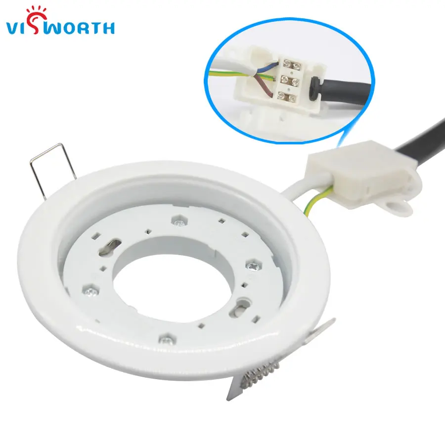 

GX53 Base Lamp Base GX53 Lamp Holder Fix GX53 Led Bulb Gx53 Holder White Color Stainless Steel Base 8CM Cable Length