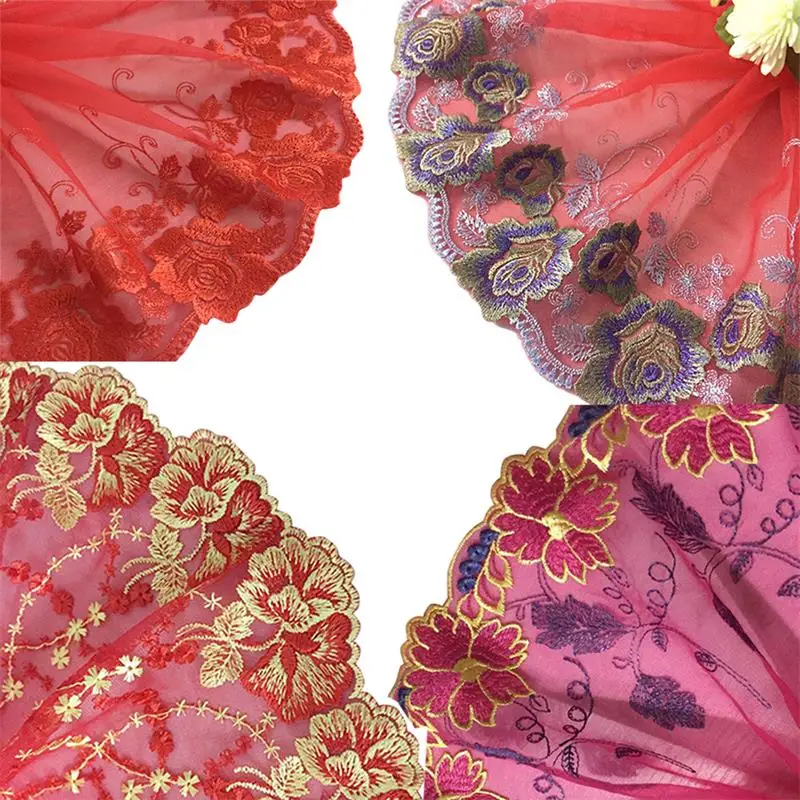 

1 Yard Lace Fabric Exquisite Flower Embroidery Red Black White Lace Trim for Sewing Craft Materials Clothing Accessories Lace