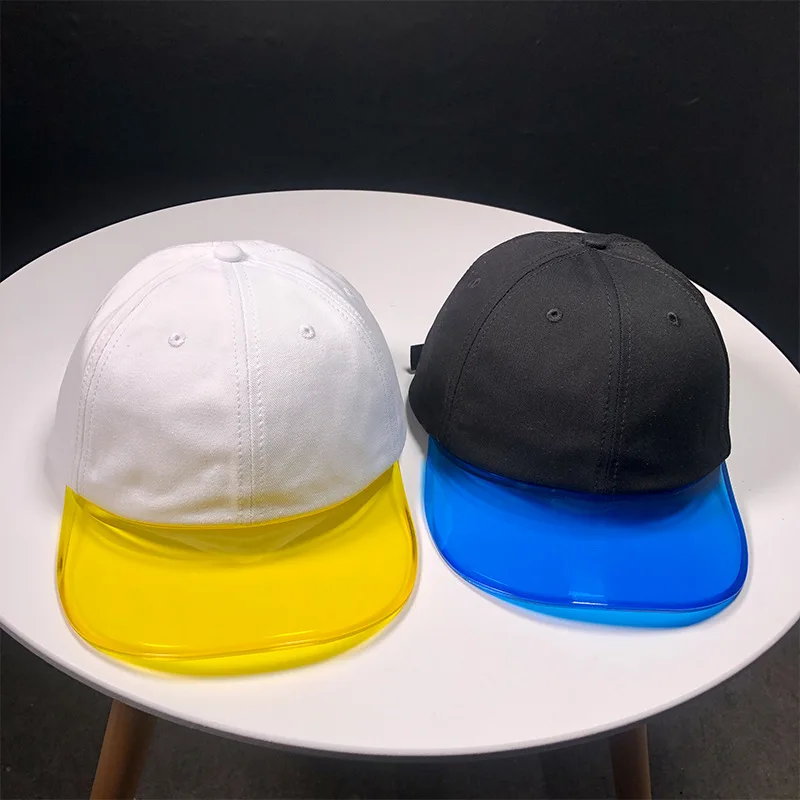 Summer Transparent PVC Plastic Bill Patchwork Baseball Caps Women's