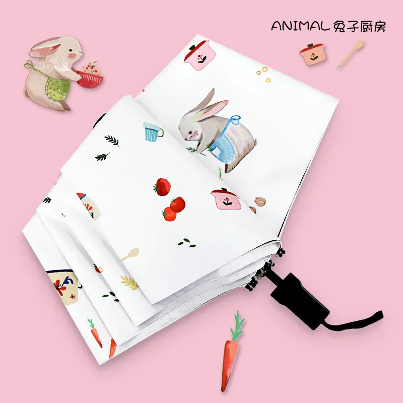 

Fashion Umbrella Creative 3/5 Folding Sun Rain UV Automatic Umbrella Windproof for Women Lovely Rabbit Paraguas Umbrella