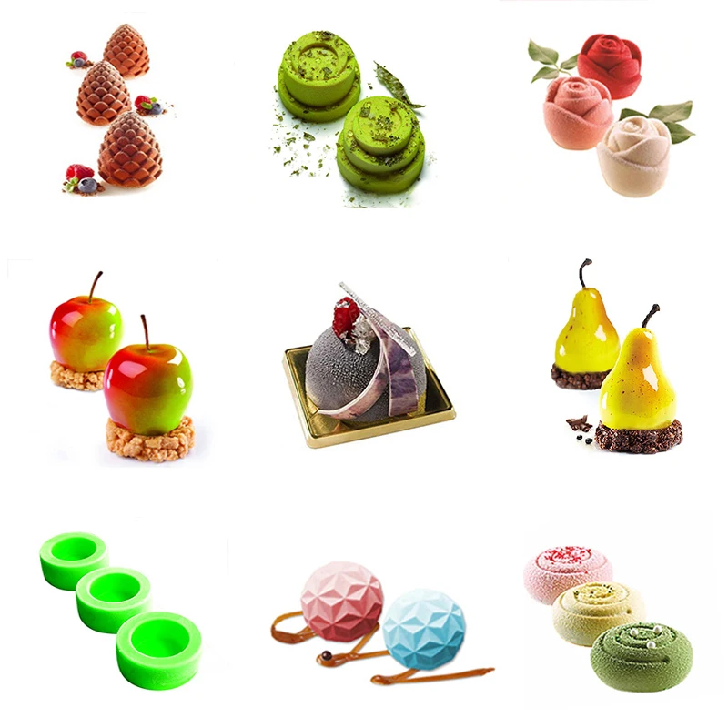 

Silicone 3D Six Holes Various Cake Mold Baking Decorating Tools For Dessert Mousse Chocolate Jelly Patisserie Baking Accessories