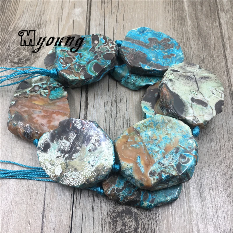 Natural Sea Sediment Jasper Gemstone 25~40mm Freeformed Nugget Sliced Beads 16/'/'