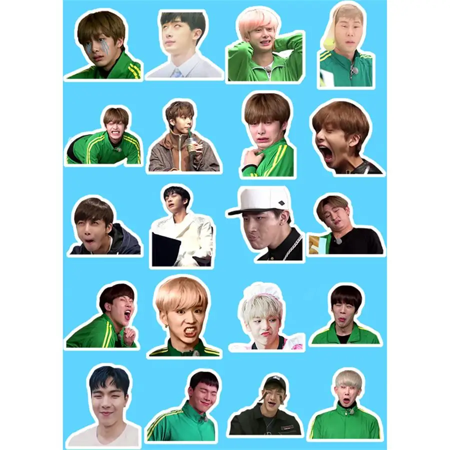 

Kpop Monsta X Adhesive Photo Stickers for Luggage Laptop Notebook Mobile Phone Shownu I.M Funny Expression DIY Sticker