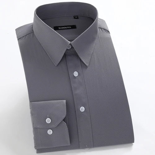 Buy Men's Twill Regular Fit Solid Point Collar Dress Shirt Comfortable Soft