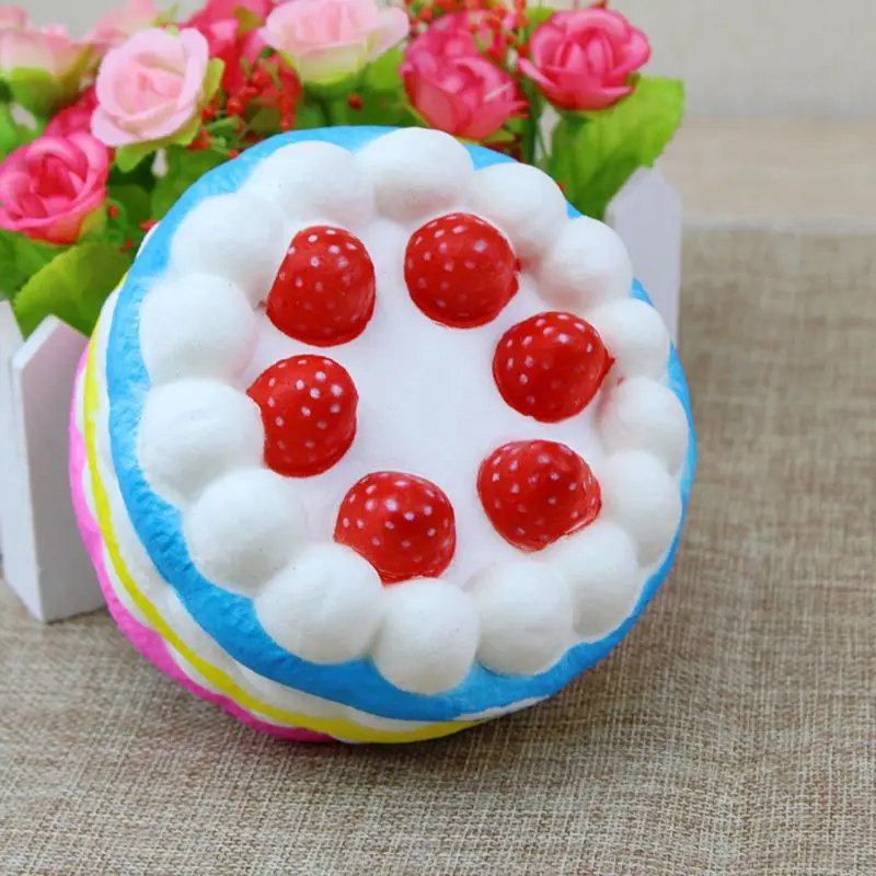 Мягкое красочное круглое клубничное торт медленное нарастающее при сжатии игрушки бутафория для украшения