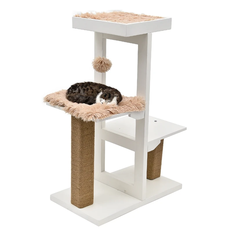 Domestic Delivery H93 cm Cat Tree Tower Furniture Kitten Playhouse Sisal Scratching Posts Cat Jumping Platforms With Soft Mat