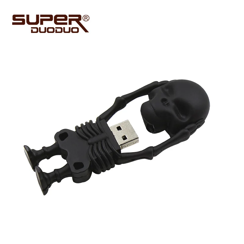 Креативный Флешка skull 64 GB 128 ГБ USB мультяшка флеш-накопитель с черепом usb-флэш-накопитель 32 GB 16 GB 8 GB оригинальная реальная емкость