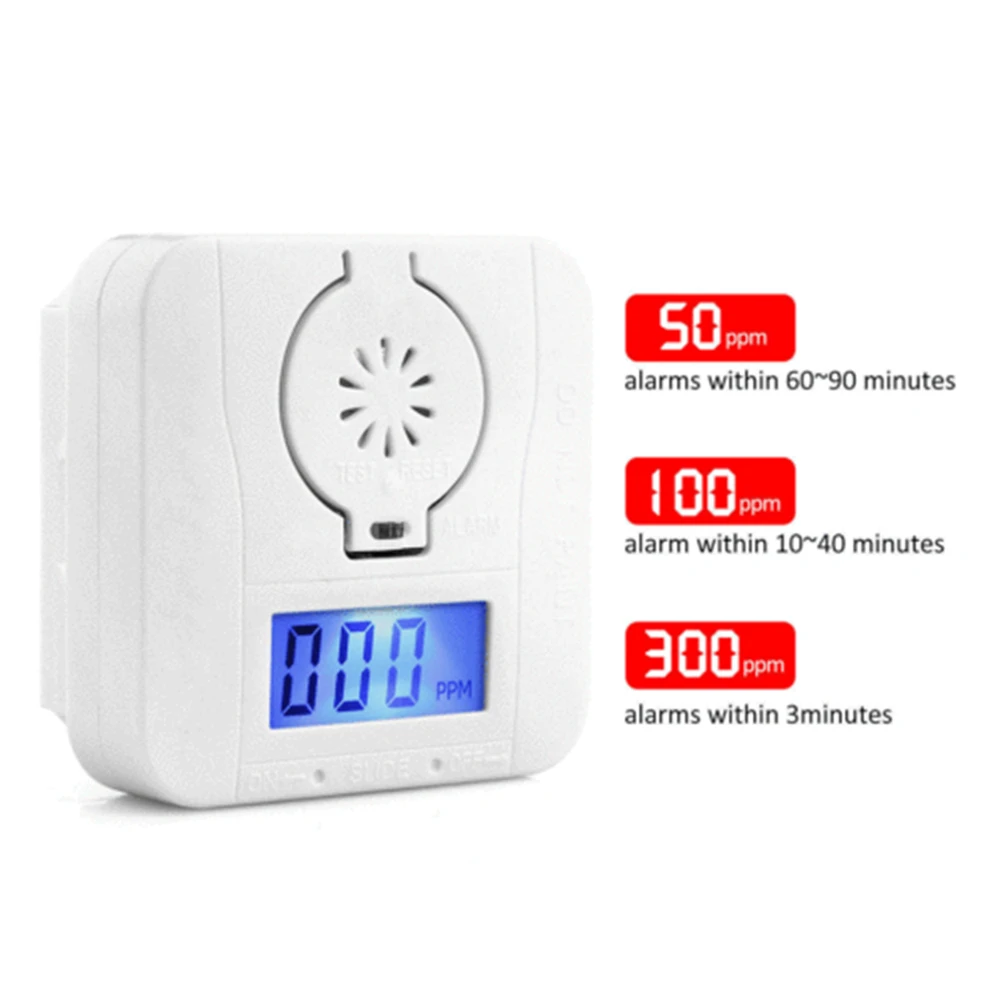 CO Gas Sensor Detector Carbon Monoxide and Smoke Alarm Detectors Combination Warning Poisoning Gas LCD Display High Sensitive