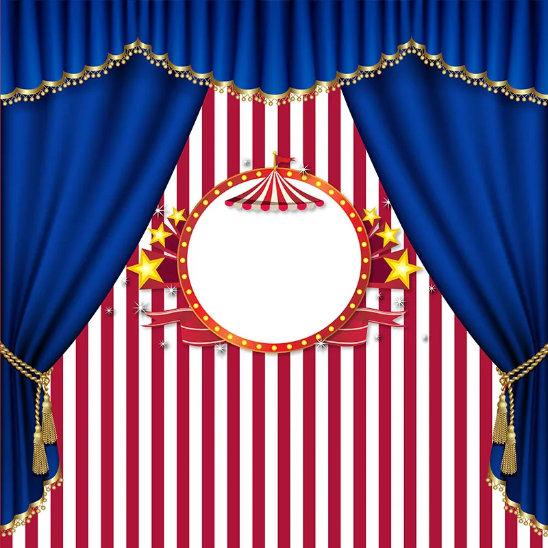 8x8FT Royal Blue Curtain Carnival Circus Tent Pink Stripes Stage Custom