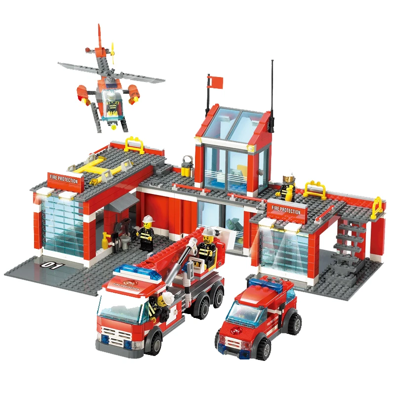Classic Firefighter Station 774pcs set Building Blocks Educational Bricks Kids Toys Citys Fire Station Compatible With