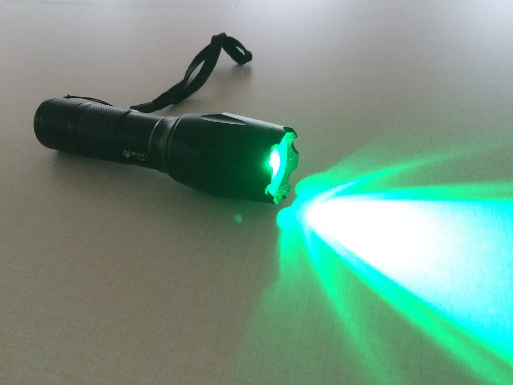 CrazyFire Green Light LED Flashlight Outdoor 5 Modes CREE XPE Zoomable