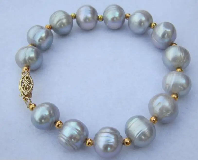 

HOT 10-13MM AAA+++ NATURAL AKOYA SOUTH SEA GRAY PEARL BRACELET 7.5-8"