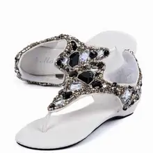 2017 Flat Sandals Fashion Trend Sandals Bohemia National Flat Heel Beaded Summer Women shoes Fashion Cute Sweet