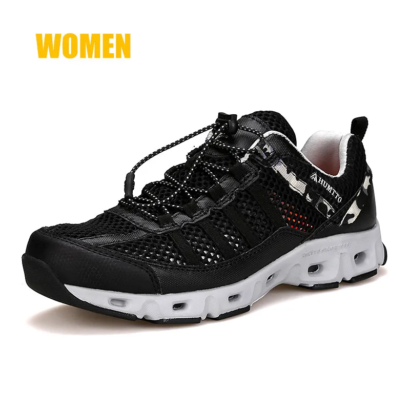 Бренд HUMTTO, мужская обувь для пешего туризма, летняя дышащая профессиональная прогулочная водонепроницаемая обувь, мужские кроссовки для альпинизма и рыбалки - Цвет: Black woman