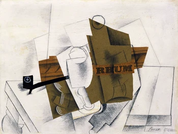 

abstract scenery canvas painting Pipe, Glass, Bottle of Rum masterpiece reproduction free shipping