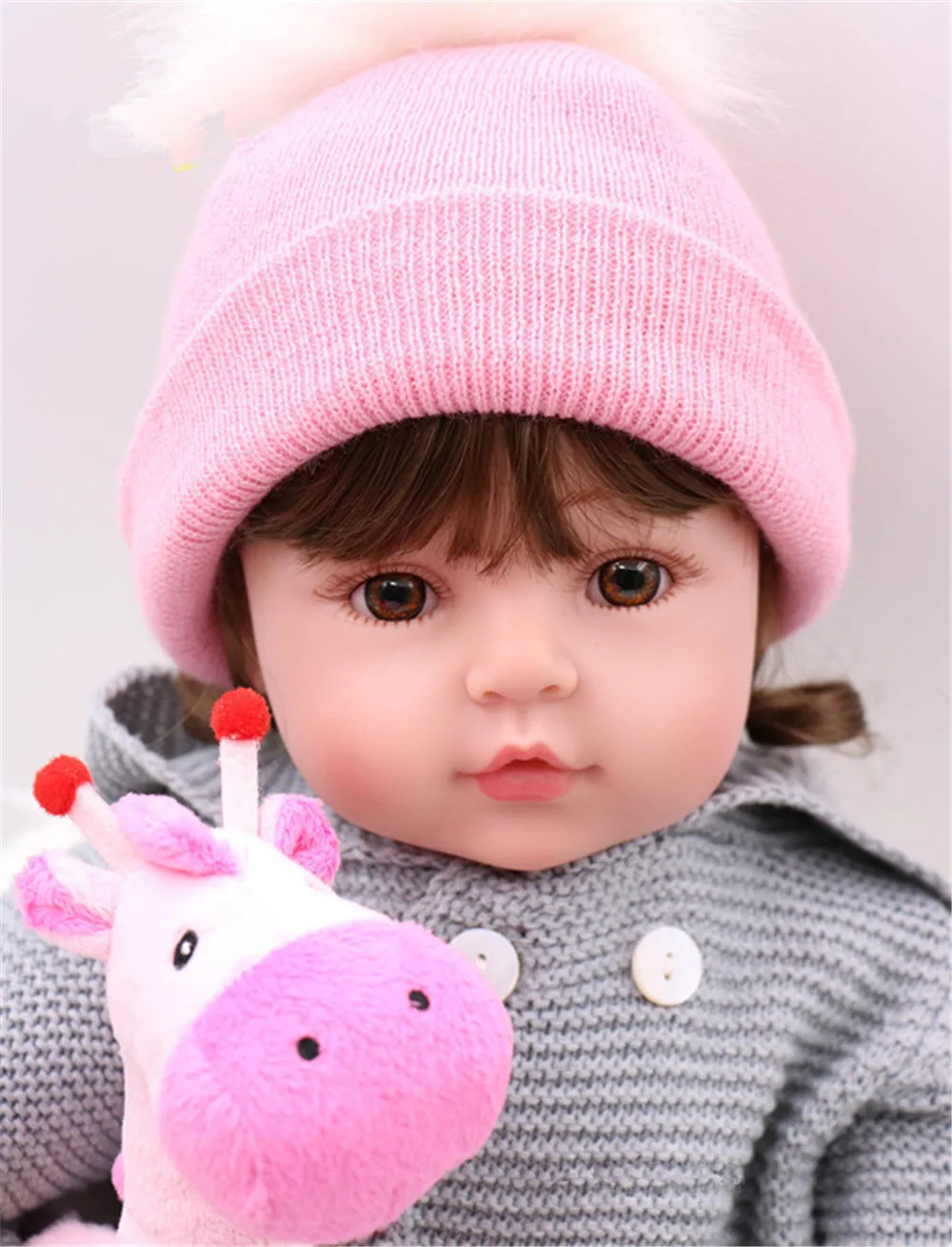 Brinquedos boneca Bebes reborn 2" 60 см виниловый силиконовый reborn baby dolls девочка кукла" малыш "reborn с плюшевый жираф