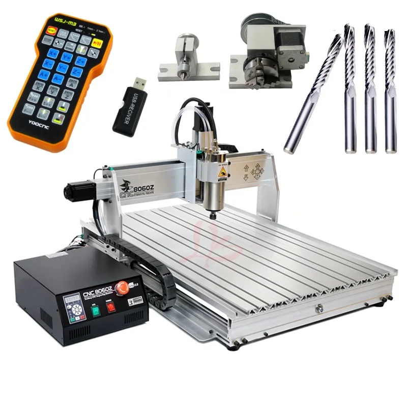 4Axis YOOCNC 8060Z CNC Engraving Machine 1500W large advertising metal