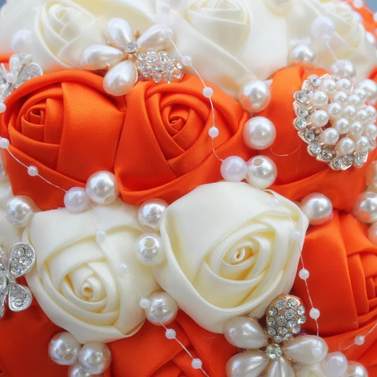 Кот оранжевый Искусственный Свадебные букеты украшения жемчуг брошь букет поставки Брак Свадьба цветами в руках бордовый W251-1