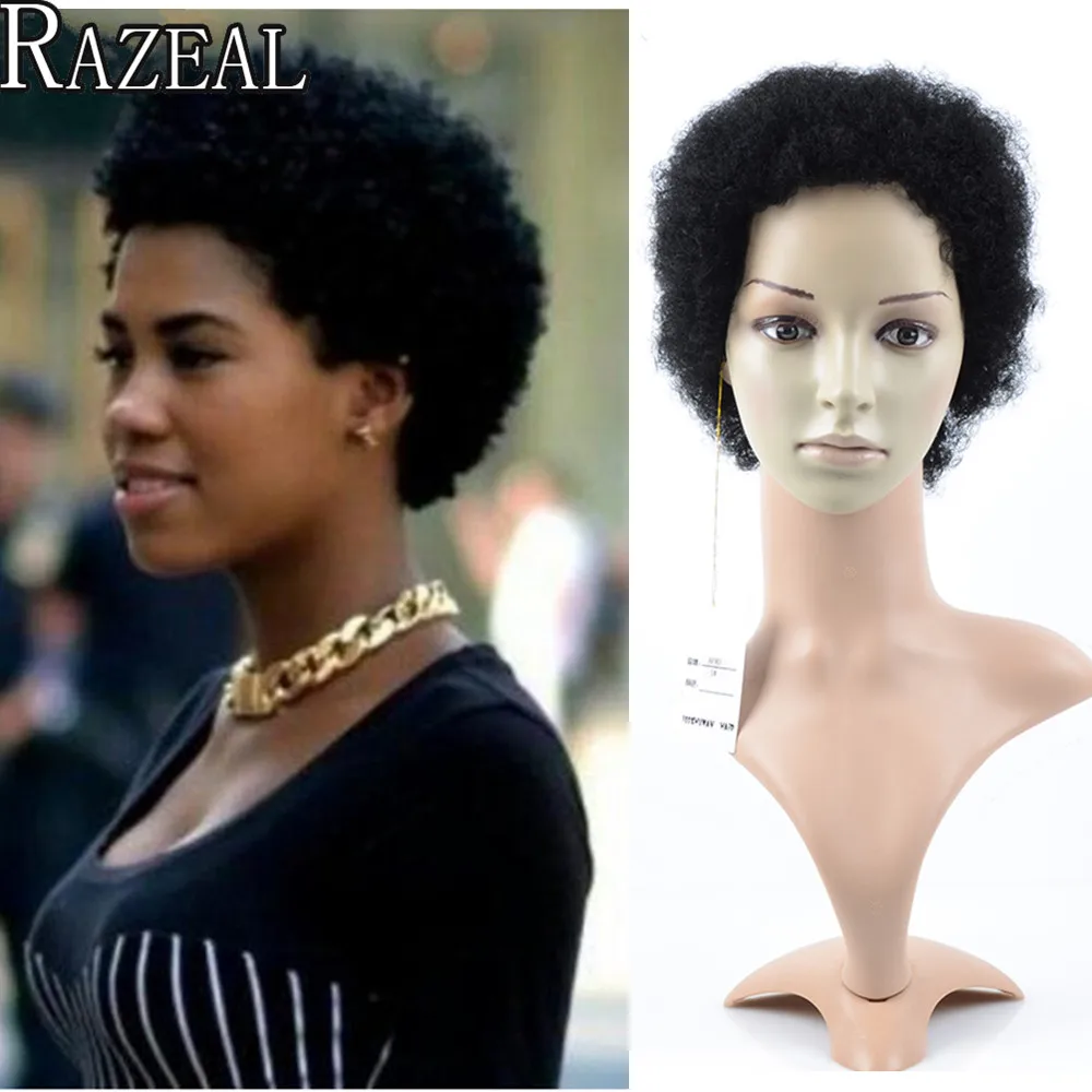 Cheap Afro Kinky Curly Synthetic Wig African American Short Wigs For Black Women Ombre Blue Purple Red Grey Curl Female Wig