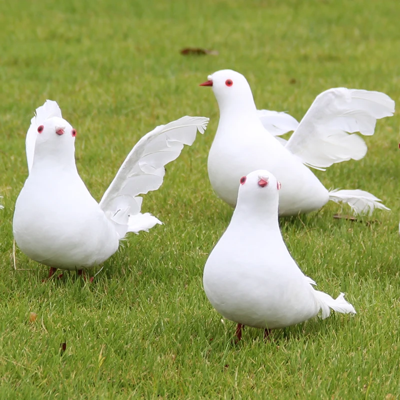 Белые голуби перо пена искусственный любовник мирные голуби птицы домашний сад Свадебный декор имитация Птицы Модель елка реквизит