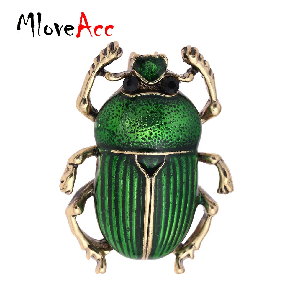 

MloveAcc Vintage Jewelry Beetle Brooches for Women Kids Enamel Green Fleur De Lis Animal Insects Brooch For Jewelry Hijab Pins