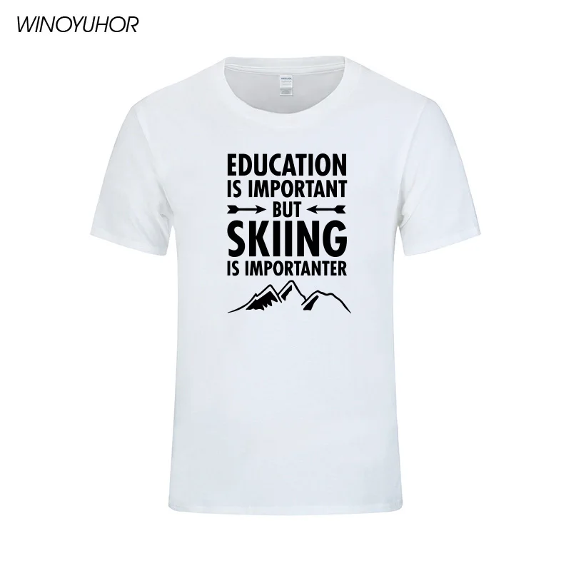 Vzdělání je důležité, ale Skee je Importanter písmena Vytištěno 100% bavlněné T košile Muži Léto Krátký rukáv Tops Tees Homme