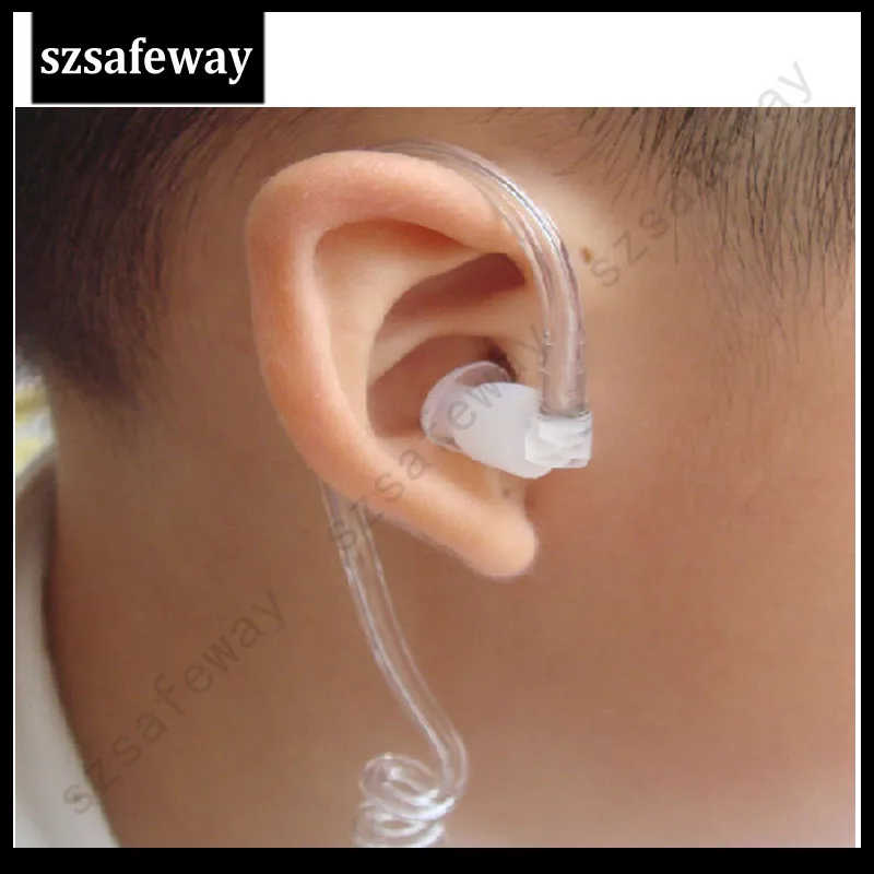 100PCS lot Detachable Acoustic tube clear color with earbuds for two way radio surveillance kit earphone 3