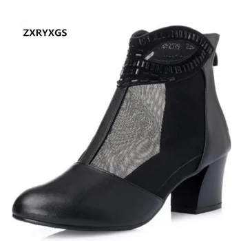 

2019 new Spring summer comfortable women shoes sandals mesh genuine leather sandals ankle boots big size summer women sandals