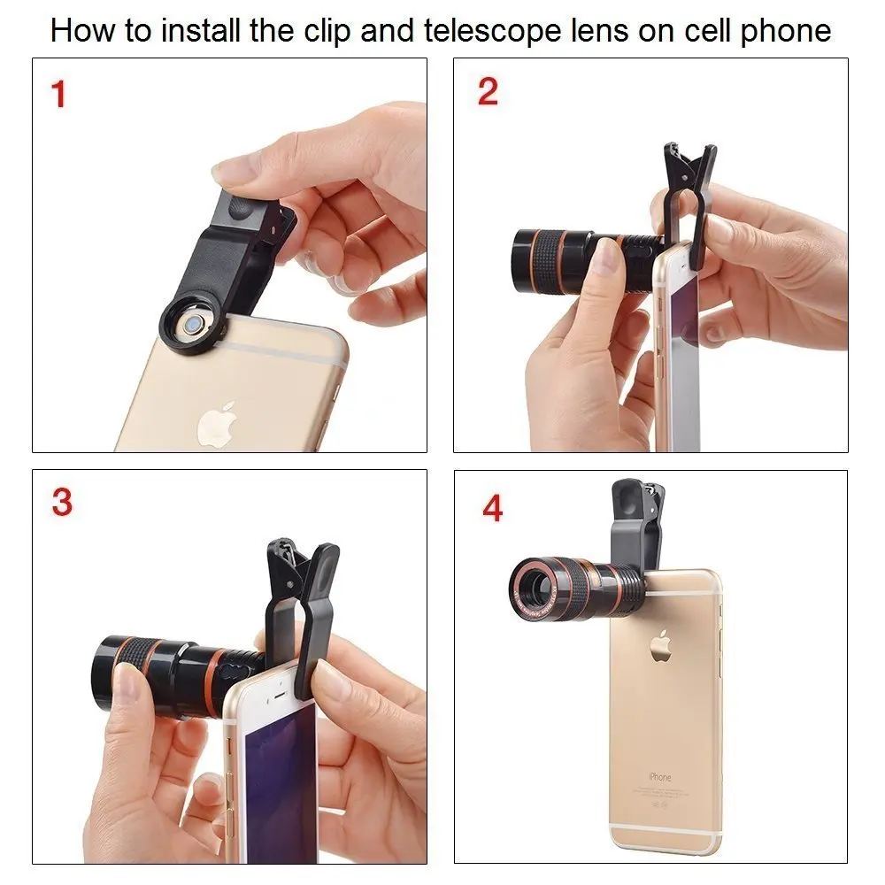 phone lenses for iphone Tongdaytech 12X Zoom Optical Phone Lens Portable Mobile Phone Telescope Lens With Clip For Iphone X 8 7 Samsung Huawei sony mobile camera lens