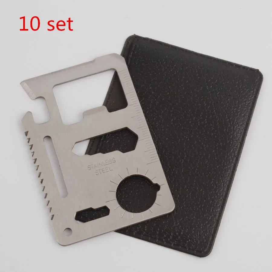 

10pcs/lot Large size colorful 2 colors 11 functions in 1 Multifunction Tool Pocket saber Card Outdoor Camping Survival Knife