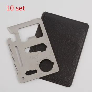 

10pcs/lot Large size colorful 2 colors 11 functions in 1 Multifunction Tool Pocket saber Card Outdoor Camping Survival Knife